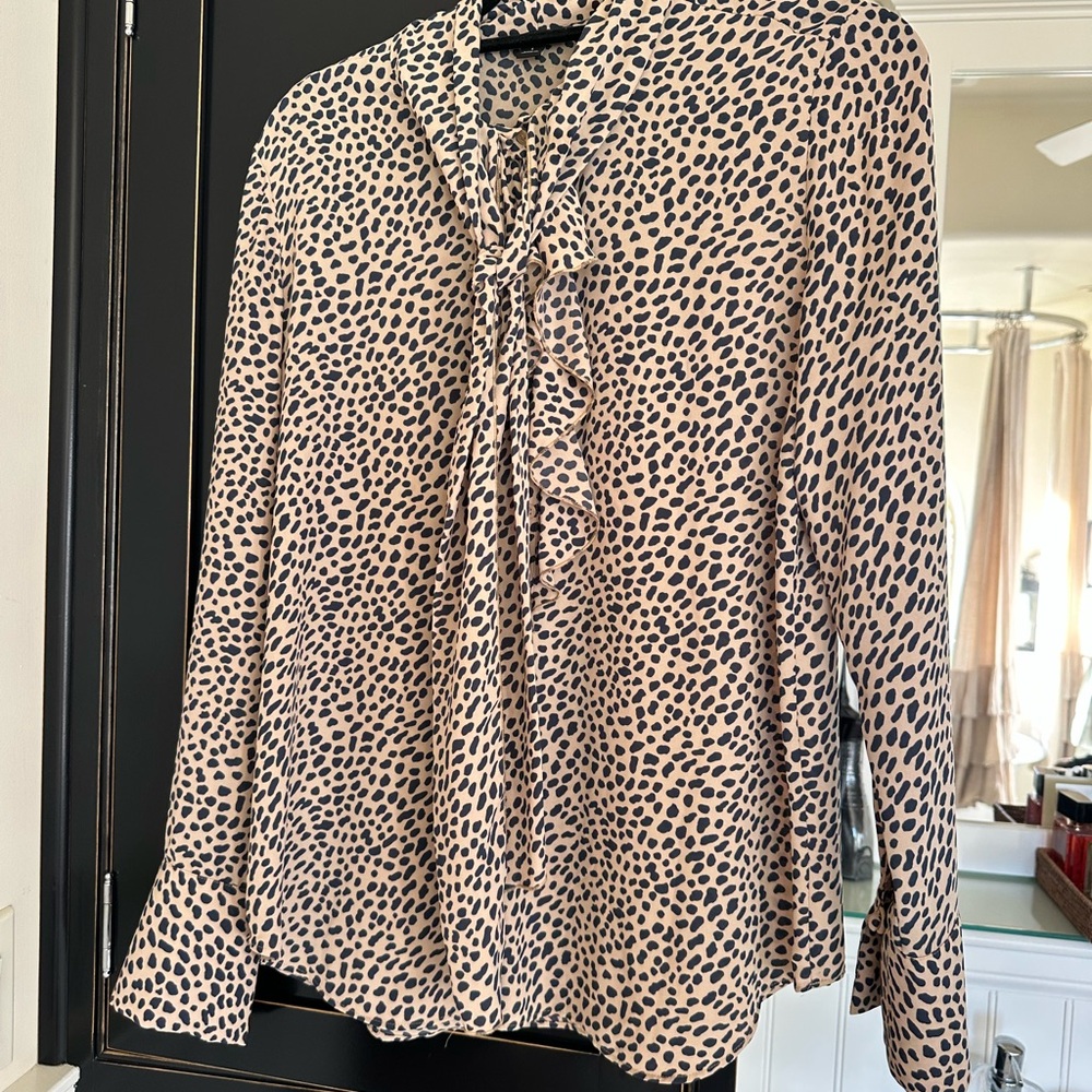 Ann Taylor Cream and Black Leopard Print Blouse